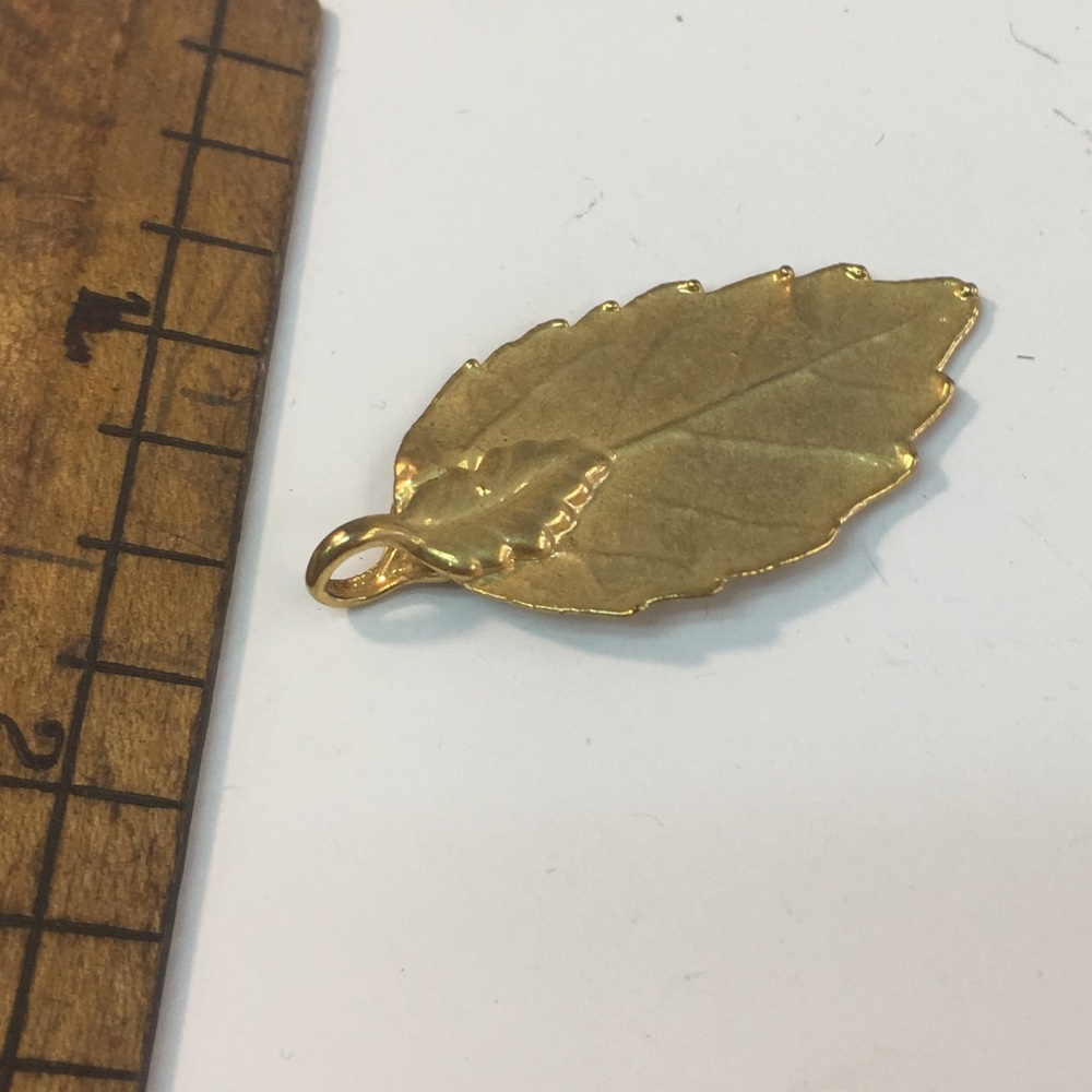 Vintage gold dipped leaf pendant